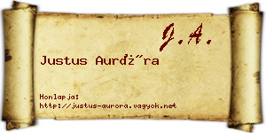 Justus Auróra névjegykártya